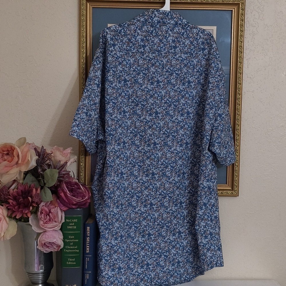 Performance Lightweight Blue Floral Men's Shirt Large Outdoors Party Casual - Picture 8 of 9